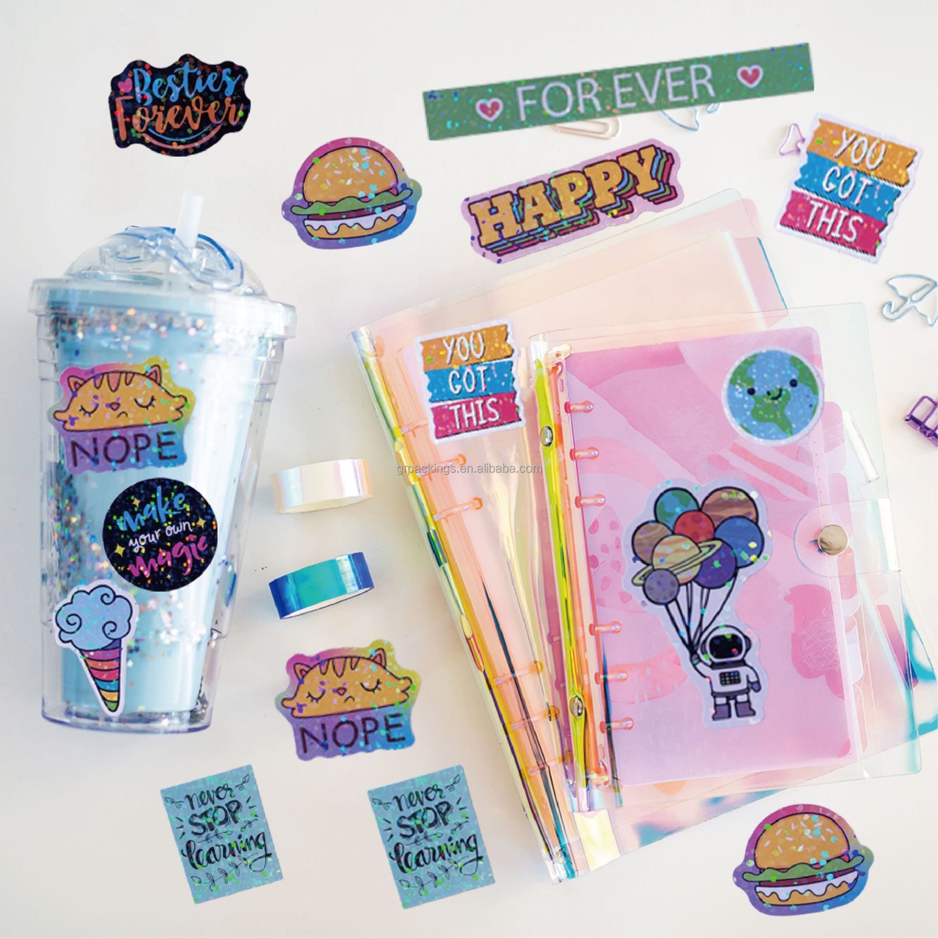 24 Sheets High quality custom printing full color children activity rewards kids sticker happy planner reusable sticker book