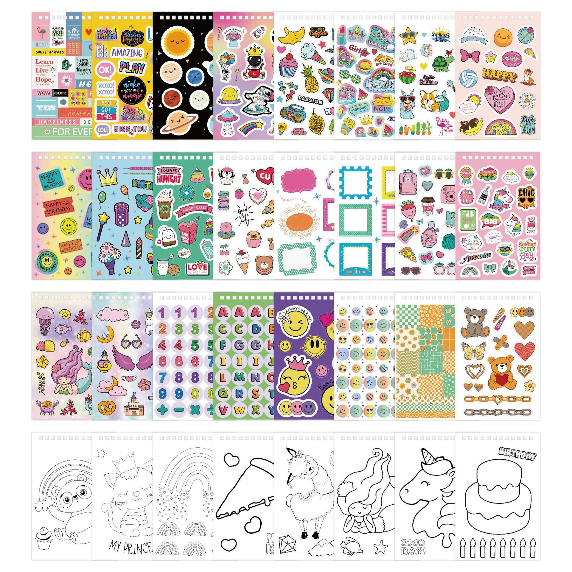 24 Sheets High quality custom printing full color children activity rewards kids sticker happy planner reusable sticker book