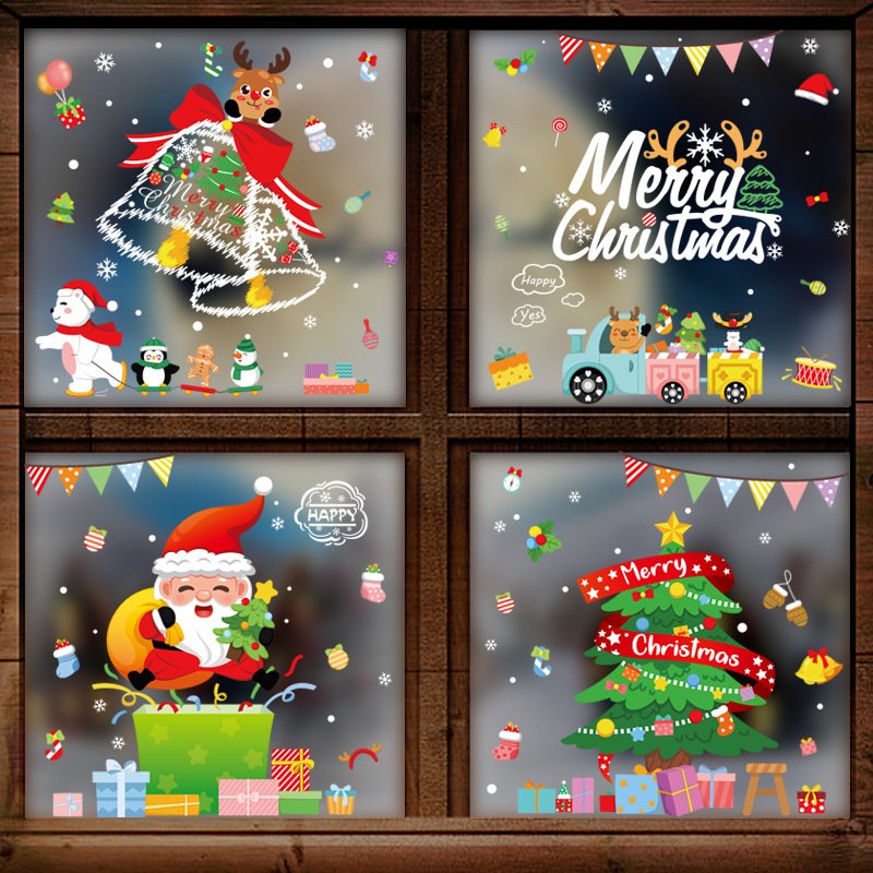 Christmas decorations snowman elk window stickers Merry Christmas electrostatic stickers shopping mall glass window arrangement