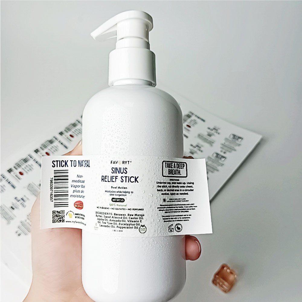 Private custom brand logo waterproof sticker printing rectangular vinyl cosmetic sticker label