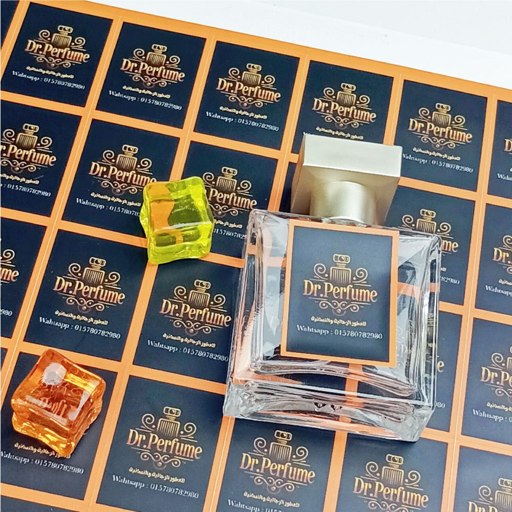 Private custom brand logo waterproof sticker printing rectangular vinyl cosmetic sticker label