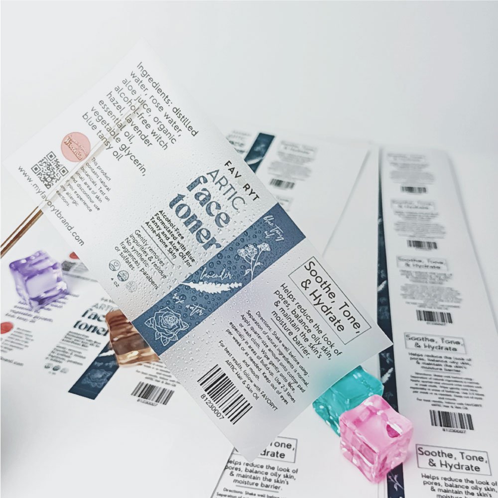 Private custom brand logo waterproof sticker printing rectangular vinyl cosmetic sticker label