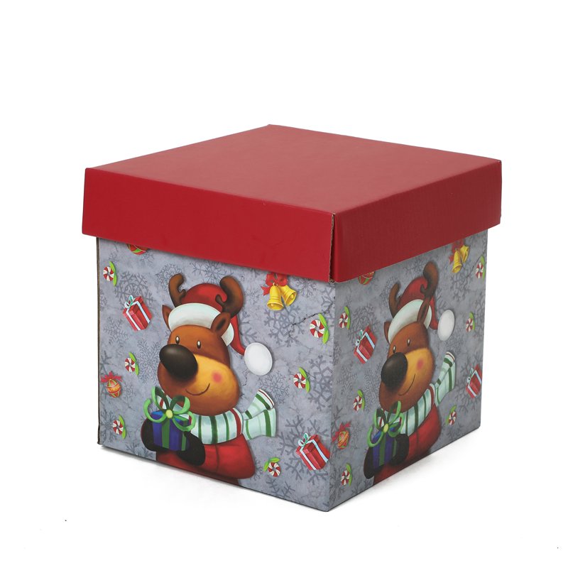 Custom gift box Christmas Decoration Gift Paper Packaging lid and base box with ribbon storage cardboard box