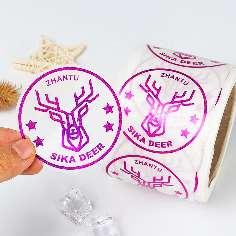 Custom Adhesive Logo Printing Round Rose Gold Waterproof Round Transparent UV Clear Gold Foil Roll Gloss Sticker Packaging Label