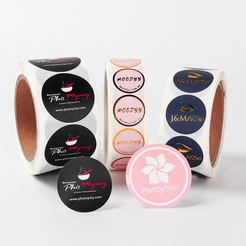 Custom Adhesive Logo Printing Round Rose Gold Waterproof Round Transparent UV Clear Gold Foil Roll Gloss Sticker Packaging Label