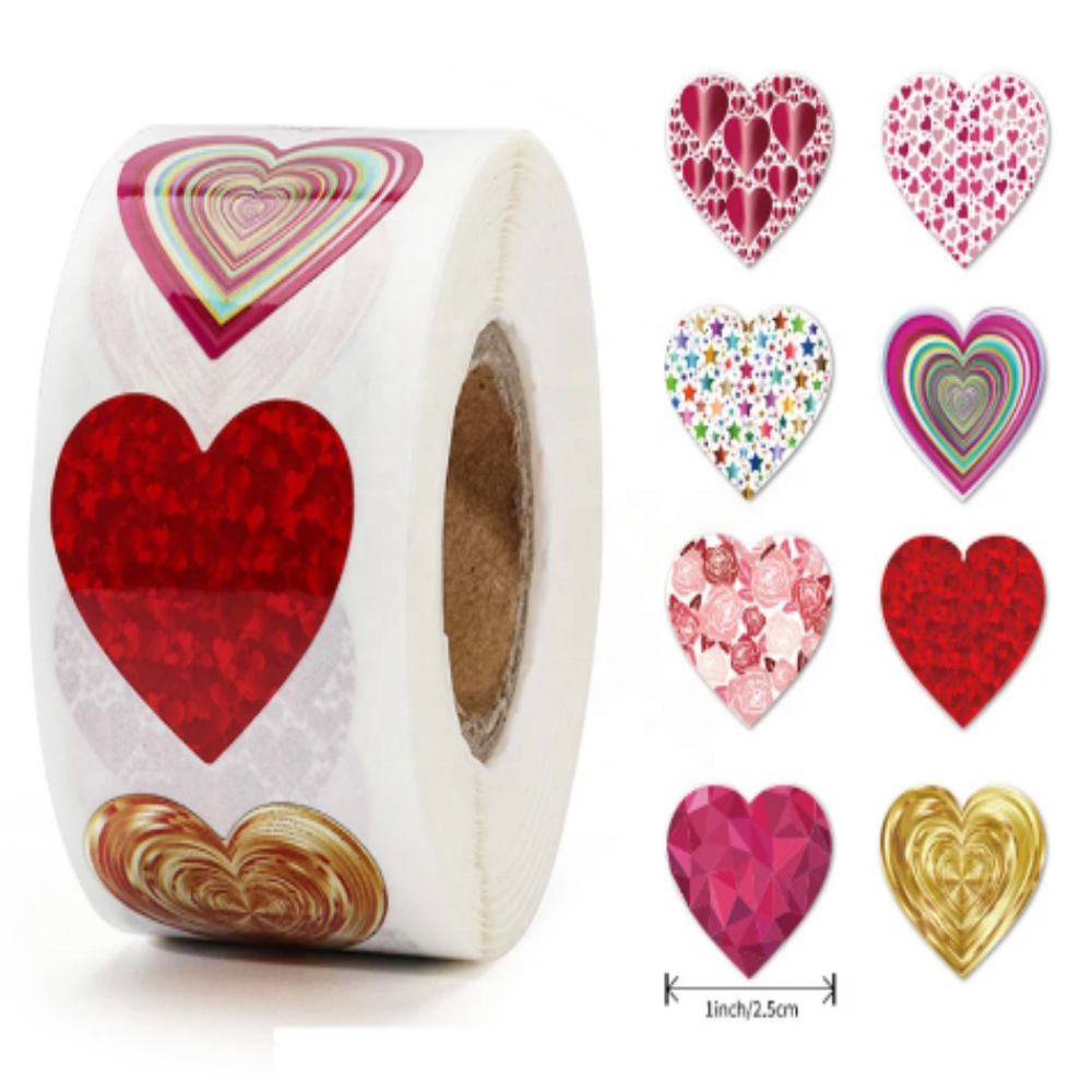 Thank You Stickers New Rolling Merci Children's Stickers for Business Packaging Home Made Love Heart Shaped Sticker