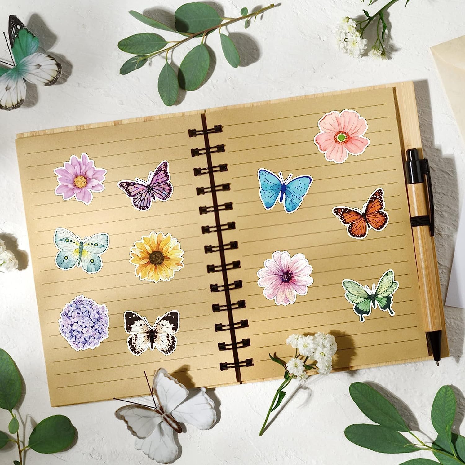 Assorted Butterfly Flower Sticker Rolls Colorful Butterfly Decorative Flowers Cute Stickers Party Favor Decoration for Kids
