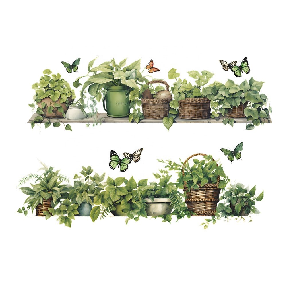 High quality butterfly flower vase wall stickers flower decoration water proof stickers wall stickers for home decor