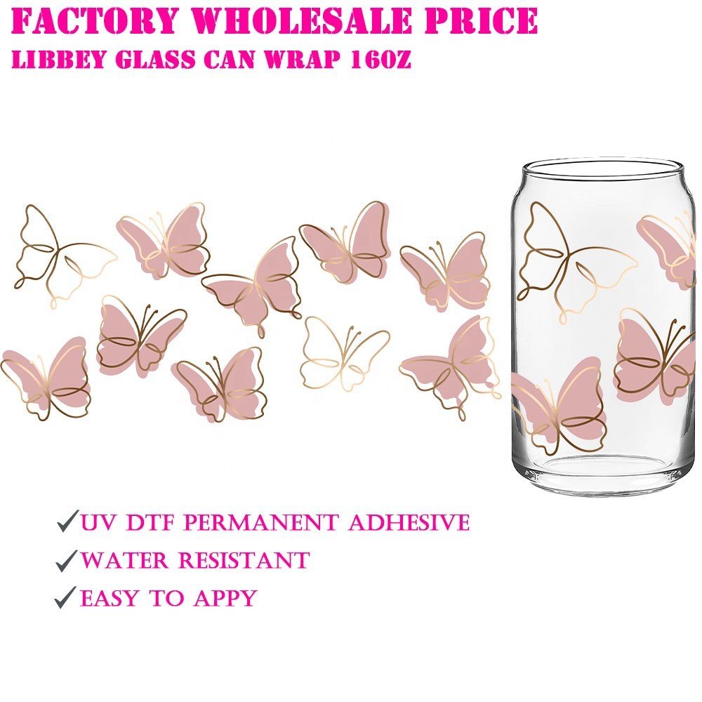 16-24oz Libbey Cup Tumblers Custom Wholesale 3D UV Dtf Printer waterproof uvdtf cup wraps sticker uv dtf transfers for cup wraps