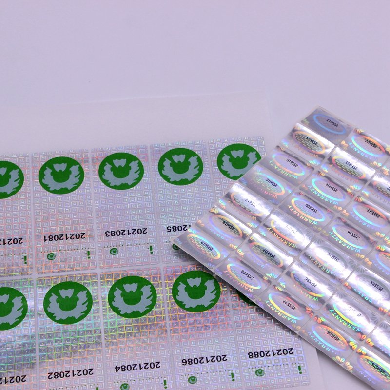Private Adhesive Label Gold Security Transparent Overlay Car Window Holographic Glitter Holographic Hologram Sticker