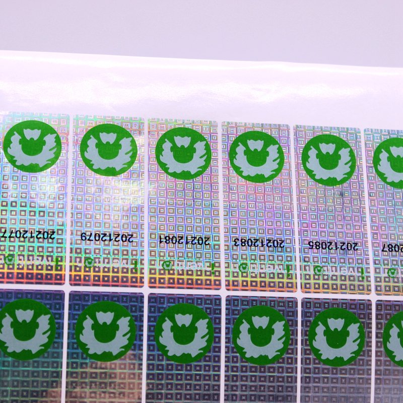 Private Adhesive Label Gold Security Transparent Overlay Car Window Holographic Glitter Holographic Hologram Sticker