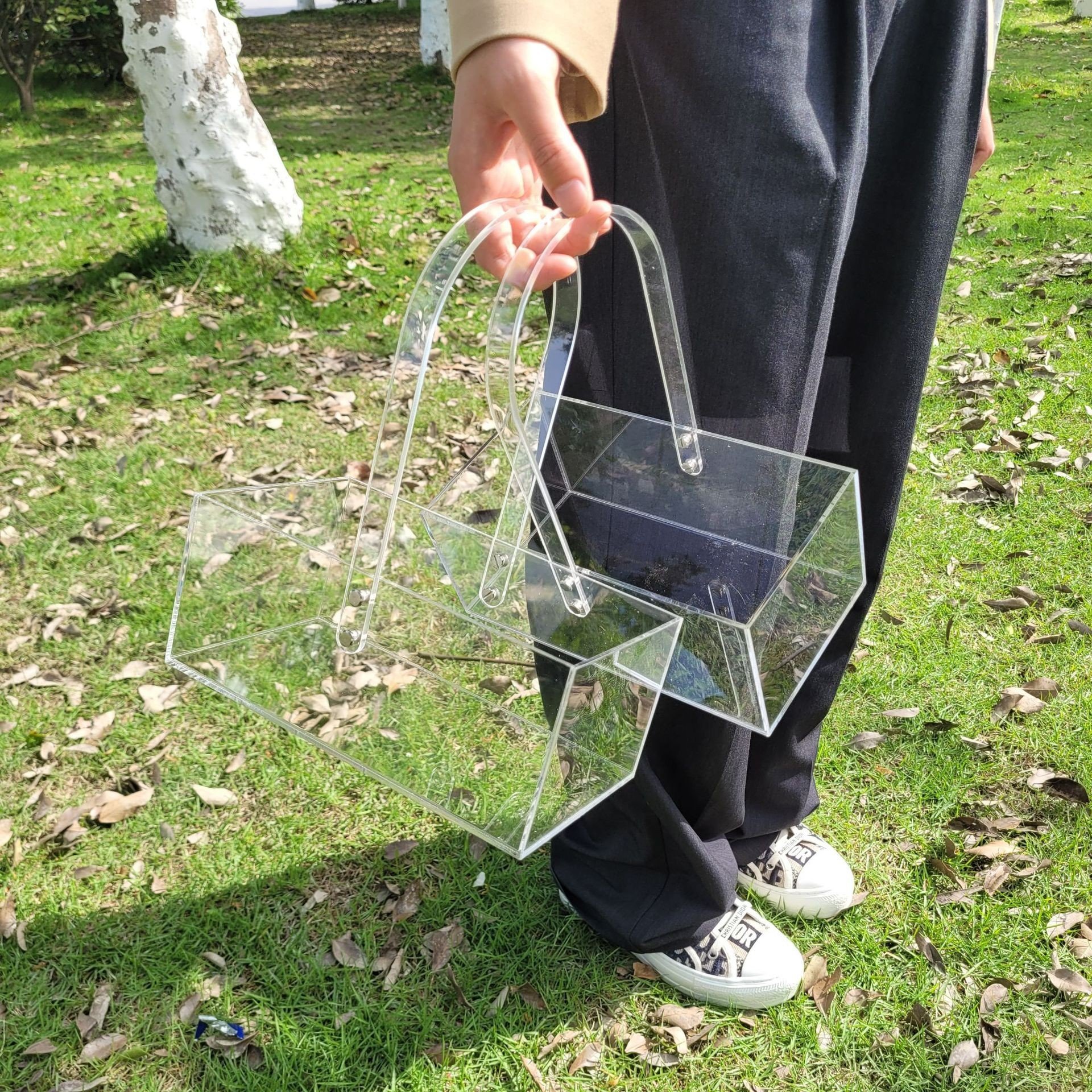 Simple acrylic portable flower basket high-end portable candy gift box/acrylic gift box