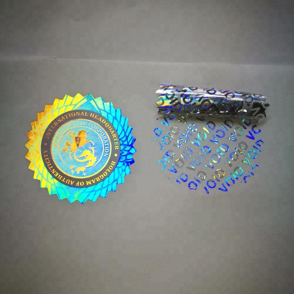 Custom holographic foil hologram name label cosmetic hologram laser sticker with tamper evident void