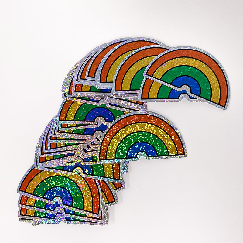 Custom Design Personalized Glitter Holographic Dot Logo Self Adhesive Waterproof PVC Vinyl Cartoon Die Cut Sticker