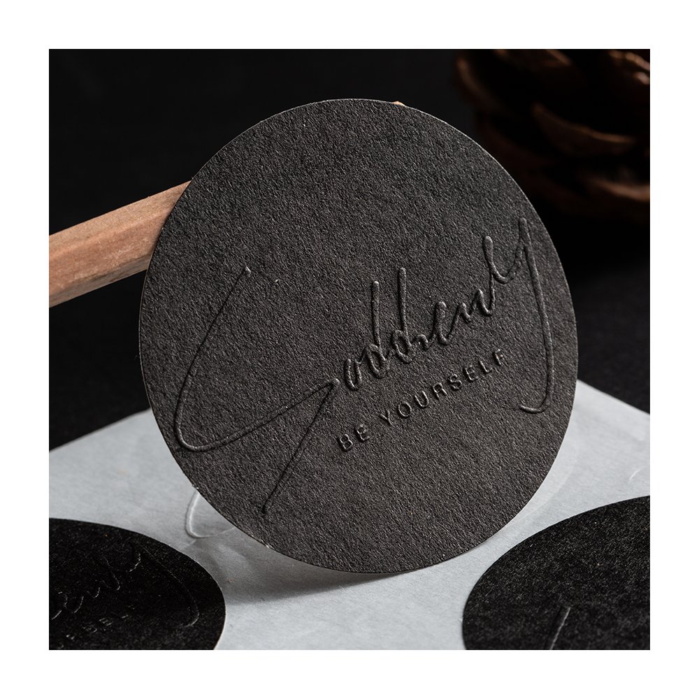 Custom stickers special texture paper embossed logo sticker customized for decorating and packaging