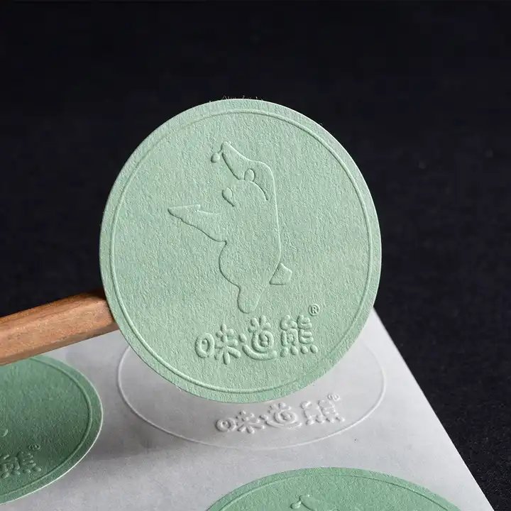 Custom stickers special texture paper embossed logo sticker customized for decorating and packaging