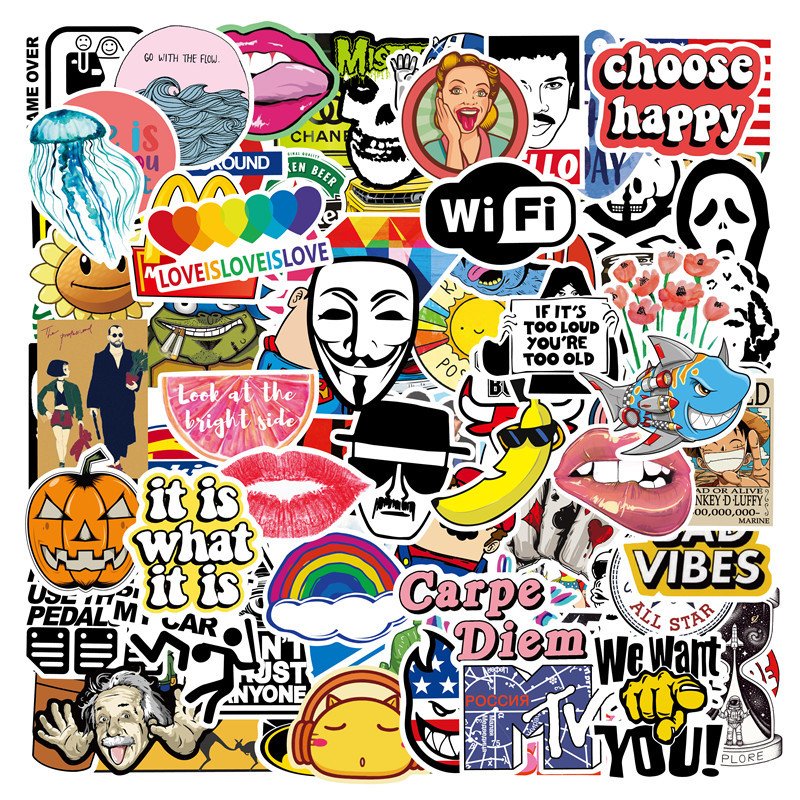 DIY 100 pcs waterproof cute printing kawaii cartoon decorative vinyl stickers for luggage laptop bottle phone