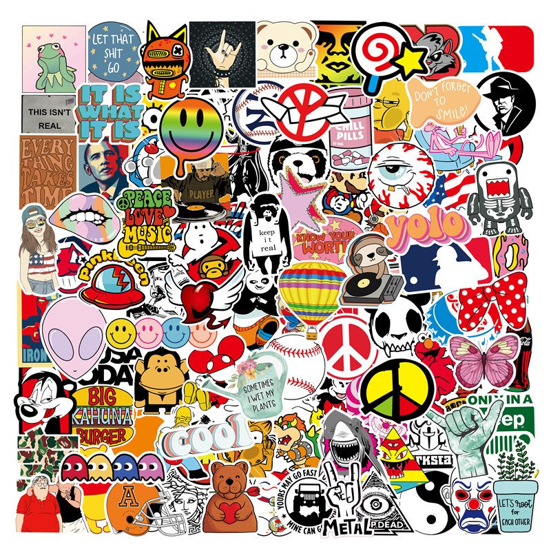 DIY 100 pcs waterproof cute printing kawaii cartoon decorative vinyl stickers for luggage laptop bottle phone