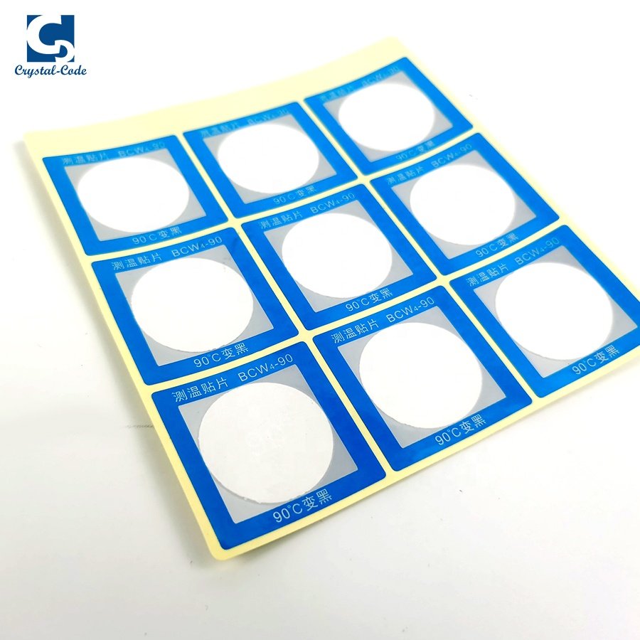 Irreversible Temperature Sensitive Color Changing Sticker 60/70/80/90/100 Degrees Temperature Indicating Label