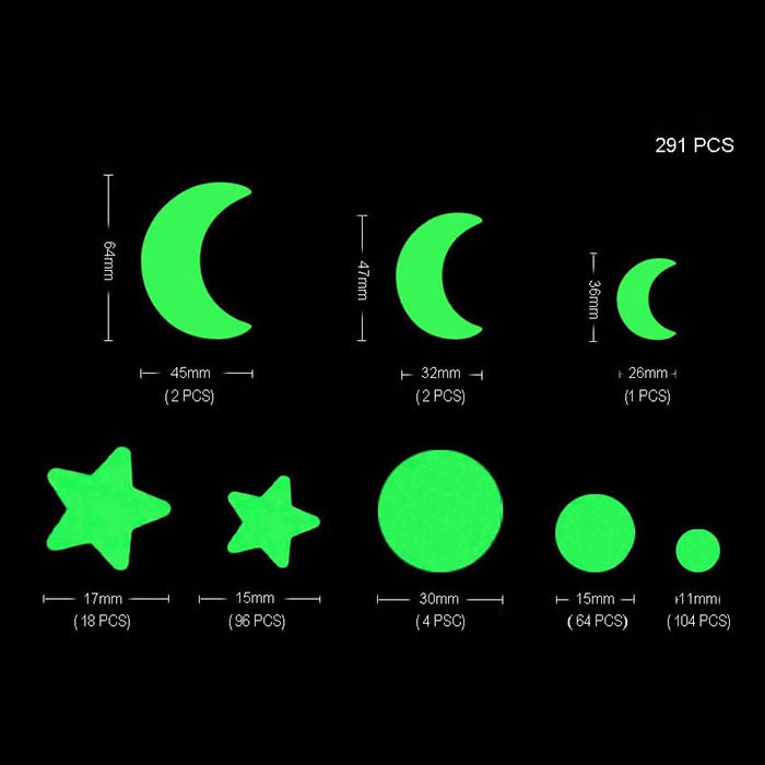 Plastic In The Dark Luminous Fluorescent Stickers Cheapest Price Glow 3D Wall Star Luminous Sticker