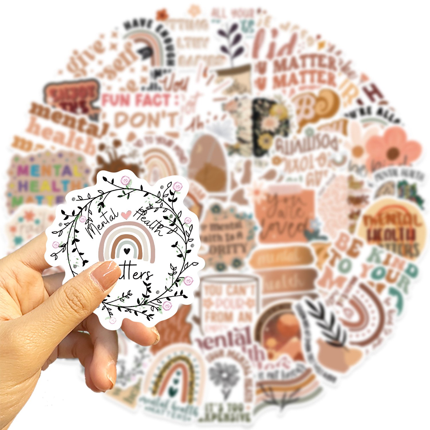 50PCS BOHO style positive quote inspirational mental health sticker