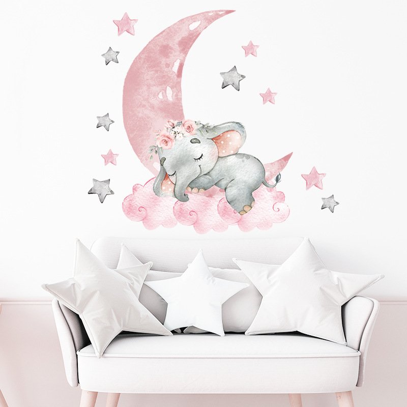 Wholesale removable elephant wall sticker decor cartoon room decoration 3d wall stickers