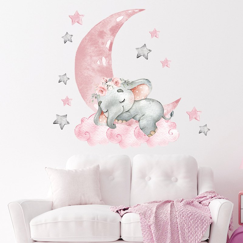 Wholesale removable elephant wall sticker decor cartoon room decoration 3d wall stickers