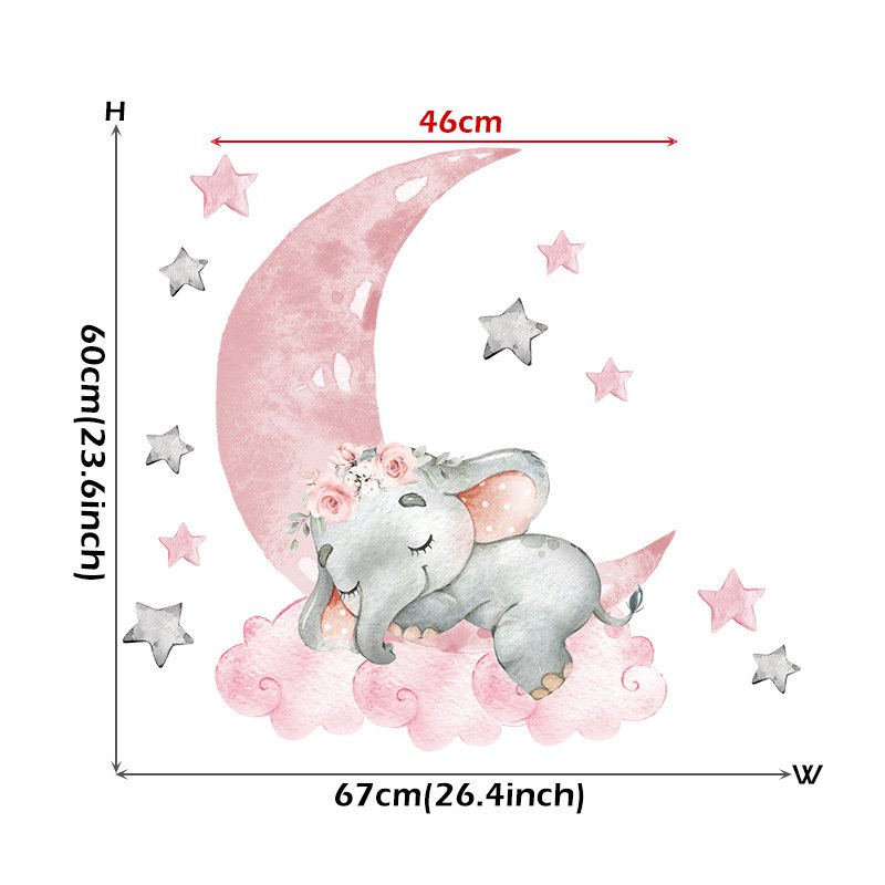 Wholesale removable elephant wall sticker decor cartoon room decoration 3d wall stickers
