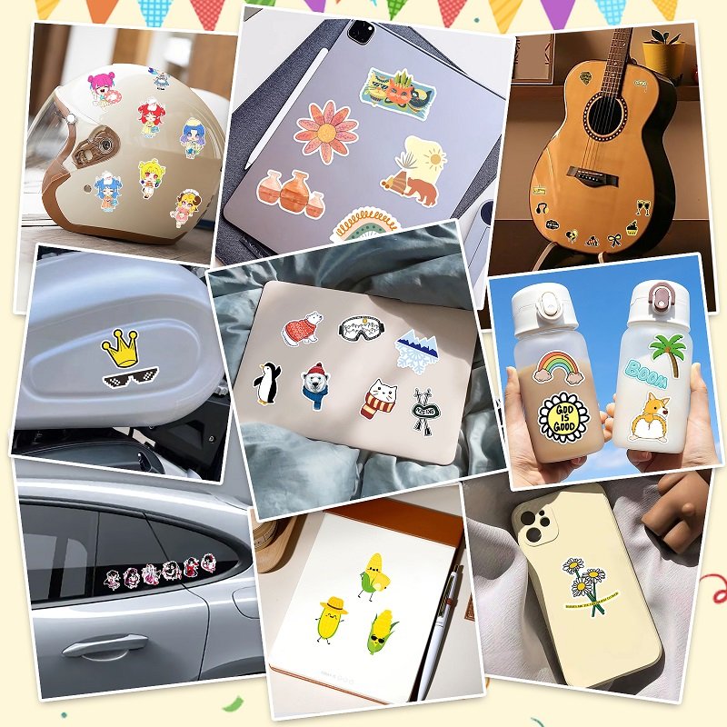 51pcs Creative INS Small Fresh Cartoon Sticker Decorative Laptop iPad Vinyl Waterproof Sticker
