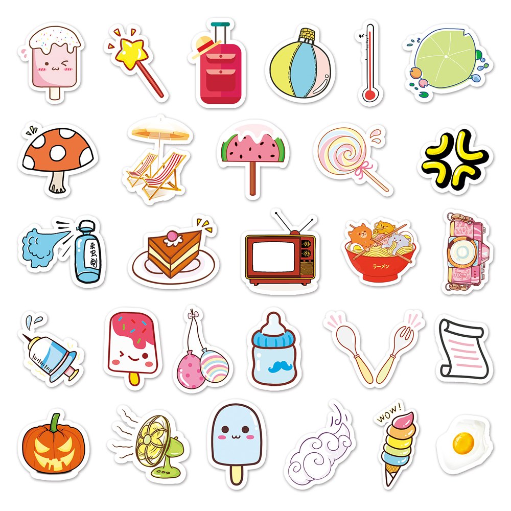 51pcs Creative INS Small Fresh Cartoon Sticker Decorative Laptop iPad Vinyl Waterproof Sticker