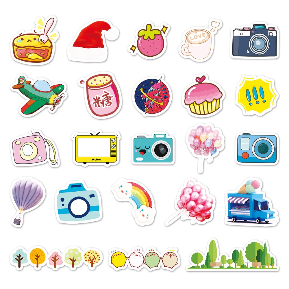 51pcs Creative INS Small Fresh Cartoon Sticker Decorative Laptop iPad Vinyl Waterproof Sticker