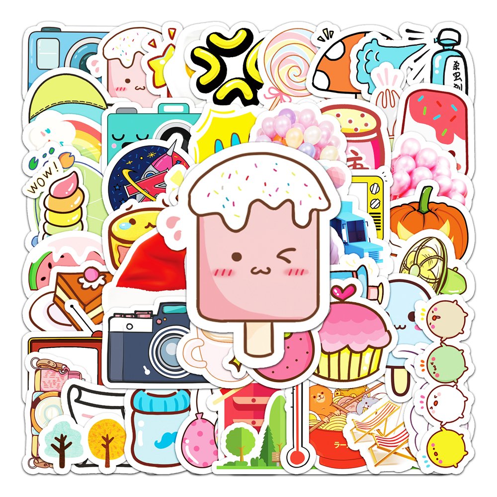 51pcs Creative INS Small Fresh Cartoon Sticker Decorative Laptop iPad Vinyl Waterproof Sticker