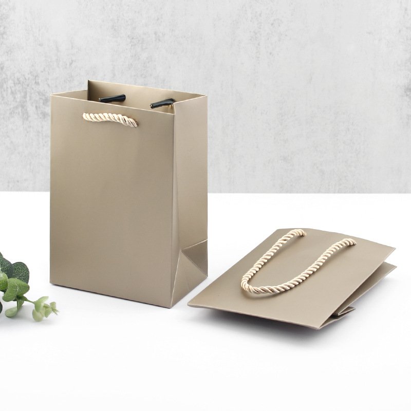 High-End Tote Bag Small Vertical Texture Portable Solid Color Jewelry Gift Paper Bag with Ribbon Handles