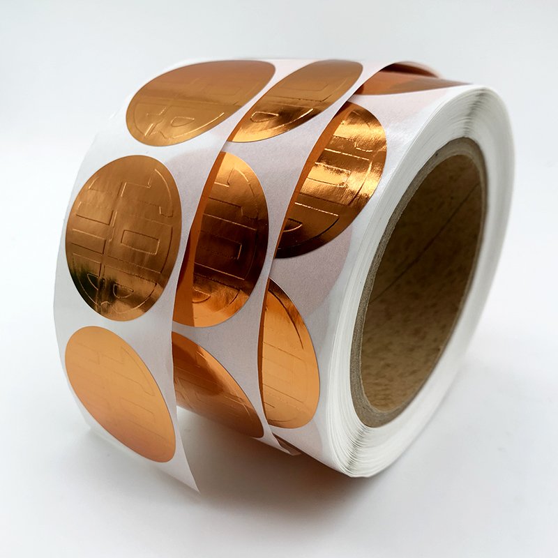 Adhesive Embossing aluminum gold foil paper label stickers printing, Custom Logo Printed Gold Foil Embossed Seal sticker