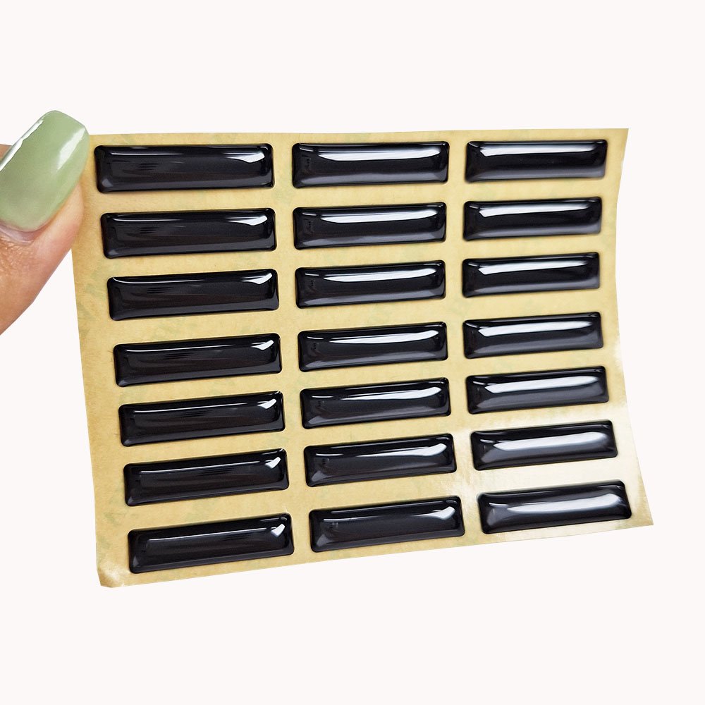 Custom high quality resin black crystal 3D rectangular dropping epoxy sticker label logo sticker