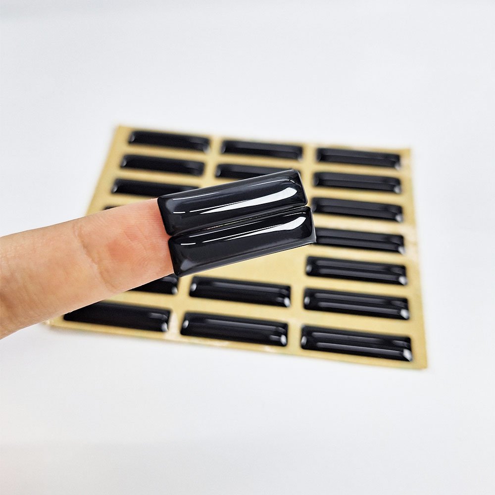 Custom high quality resin black crystal 3D rectangular dropping epoxy sticker label logo sticker