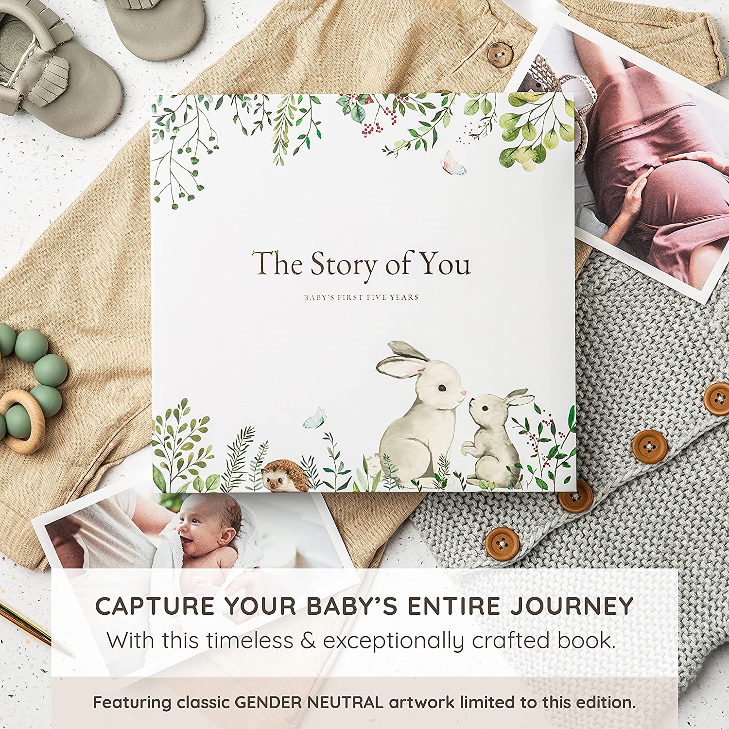 Wholesale Custom Baby Memory Book First 5 Years Journal Sticker Photo Album Hardcover Milestone Book Scrapbook for Boys Girls