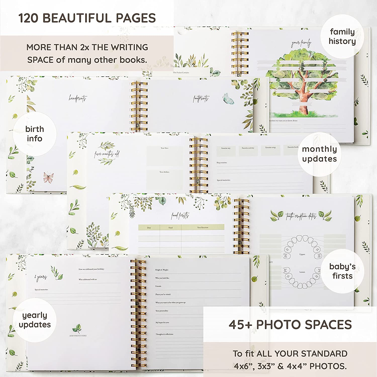 Wholesale Custom Baby Memory Book First 5 Years Journal Sticker Photo Album Hardcover Milestone Book Scrapbook for Boys Girls