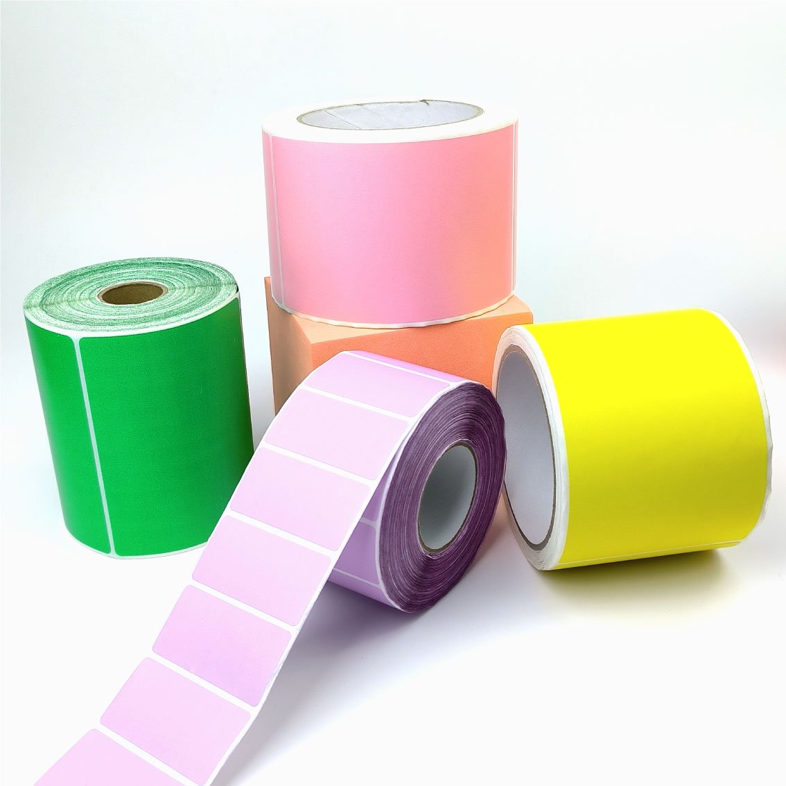 Custom direct thermal labels color stickers red pink blue green orange yellow for thermal printer