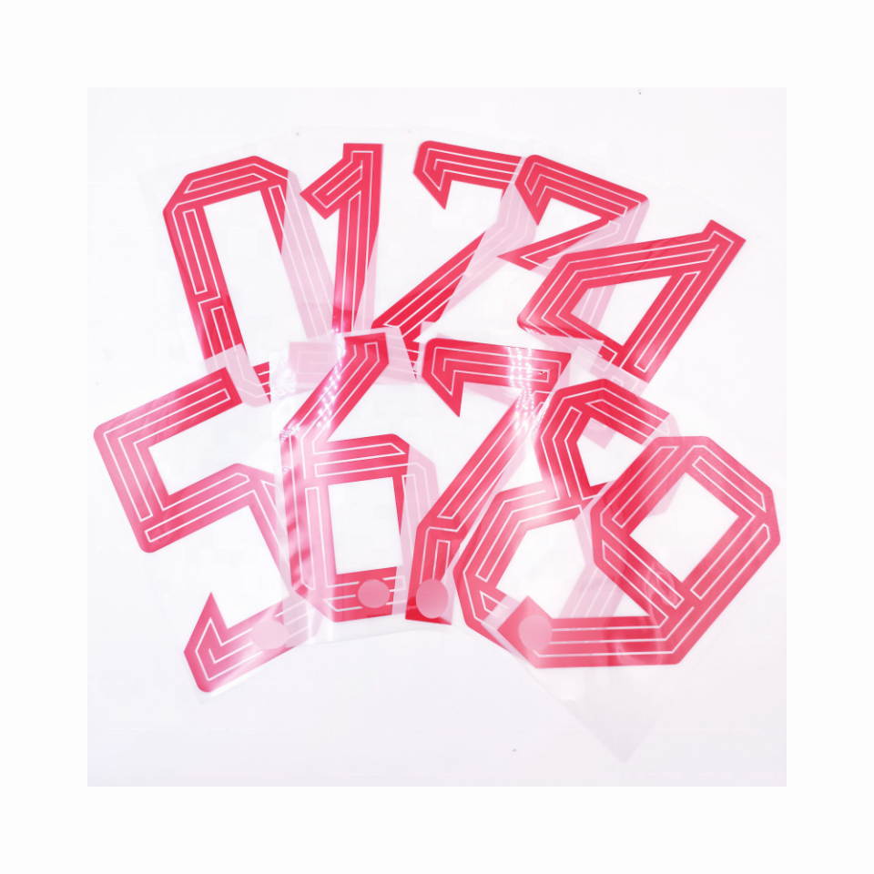 Number Jersey Stickers Designs Soccer Number Heat Transfer Vinyl for Plastic Products Customized Custom Logo Garment PET Film