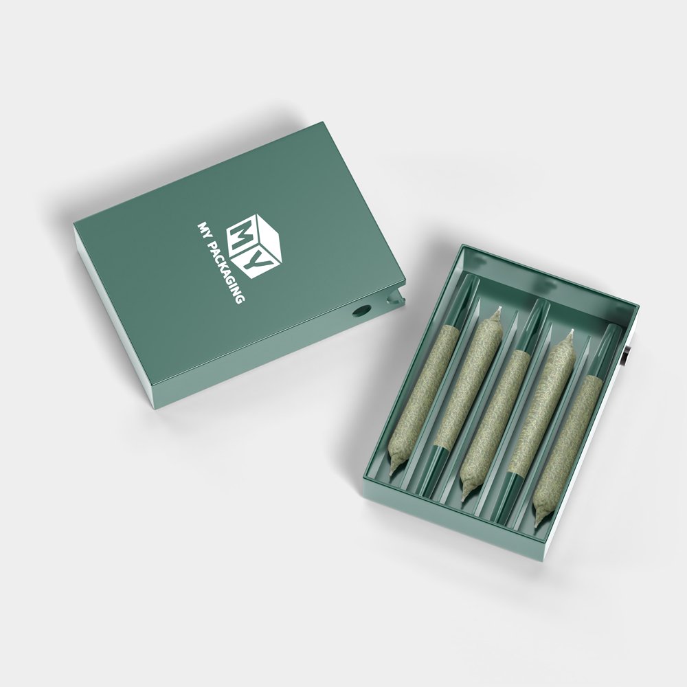 Custom Flexography Design Cigarette 5Pack Pre Box Magnetic Closure Flip Top Rigid Boxes Child Resistant box Roll Packaging