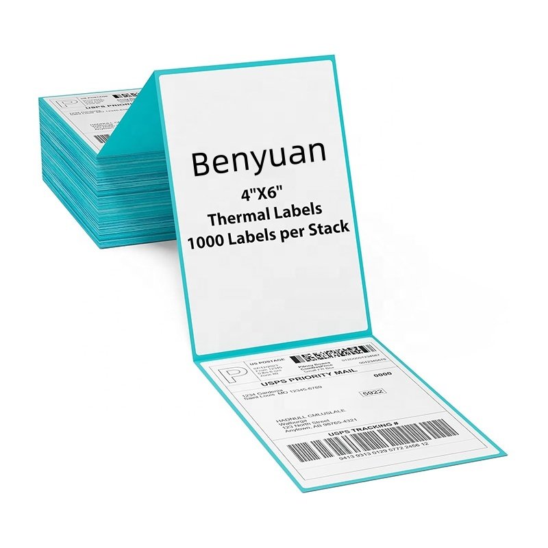 100x150 A6 Szie 1000 Fanfold Shipping Waybill Stickers Factory Wholesale 4x6 Inch Hot Melt Adhesive Thermal Mailing Labels
