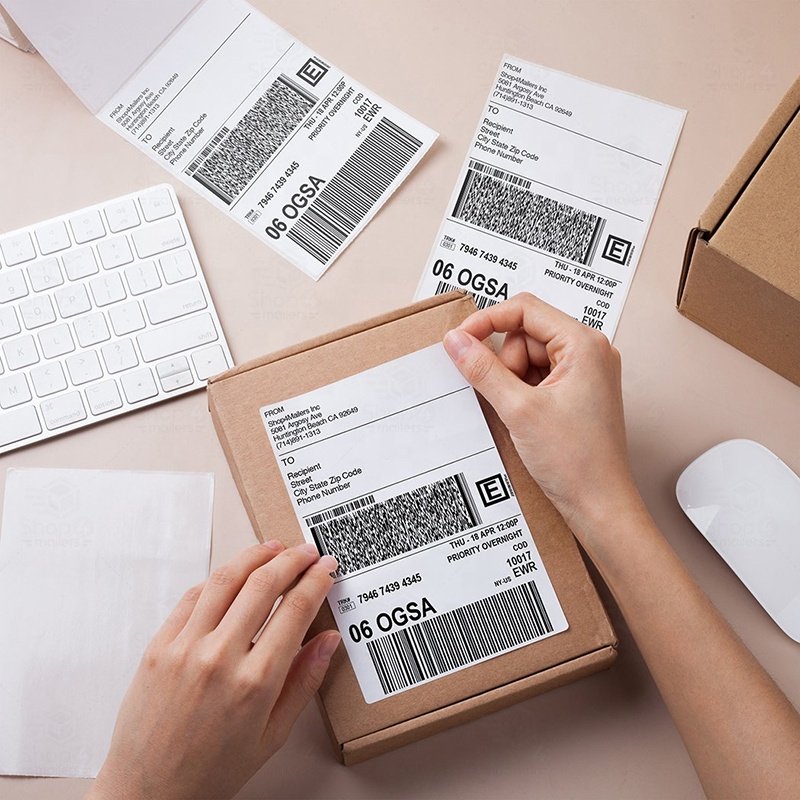100x150 A6 Szie 1000 Fanfold Shipping Waybill Stickers Factory Wholesale 4x6 Inch Hot Melt Adhesive Thermal Mailing Labels