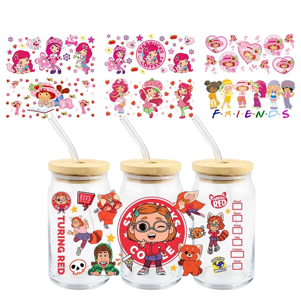 MIYA Cartoon Character Popular Dog Popular Cartoon Custom UV DTF Cup Wrap Transfer Sticker for 16oz 20oz 24oz 32oz 40oz Cups