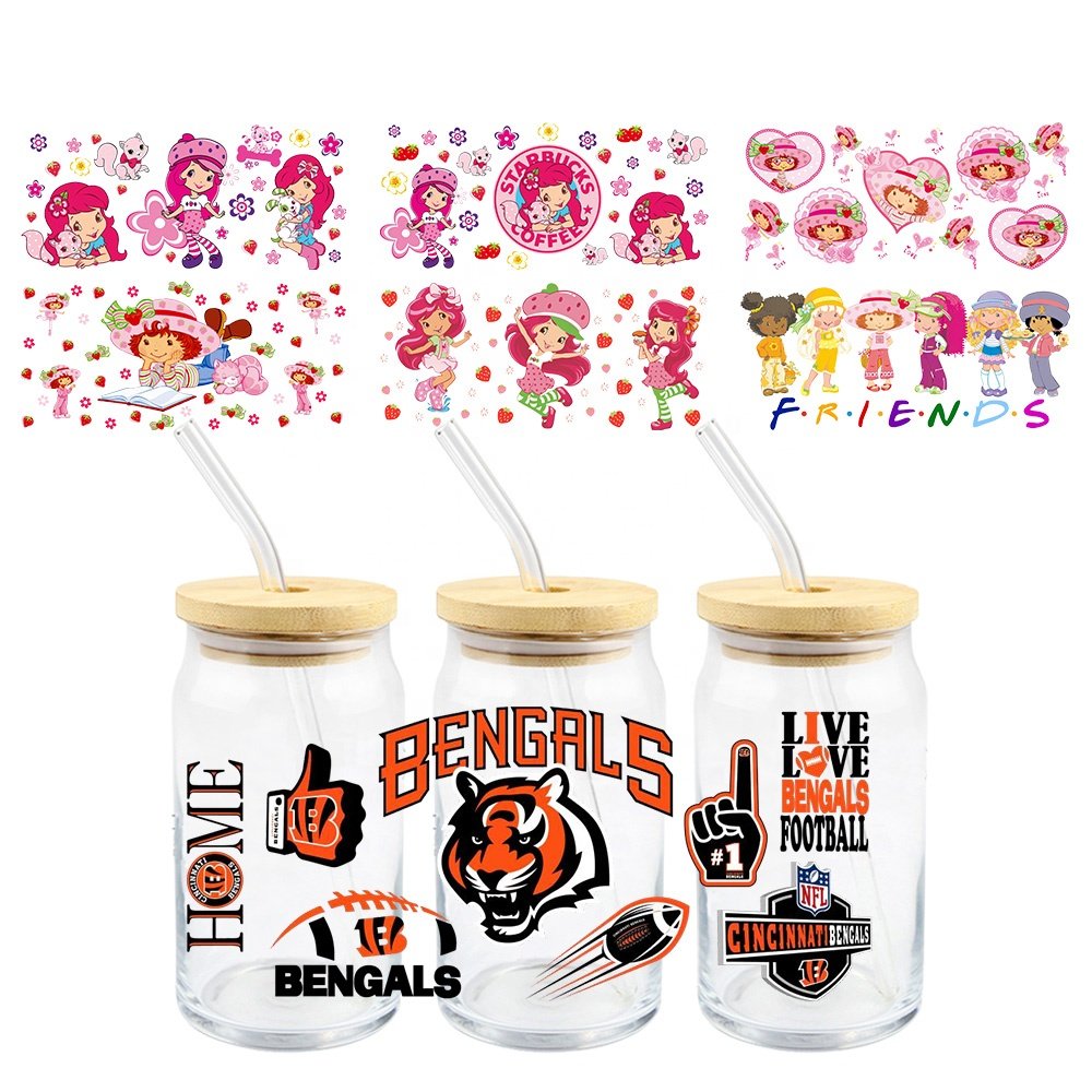 MIYA Cartoon Character Popular Dog Popular Cartoon Custom UV DTF Cup Wrap Transfer Sticker for 16oz 20oz 24oz 32oz 40oz Cups