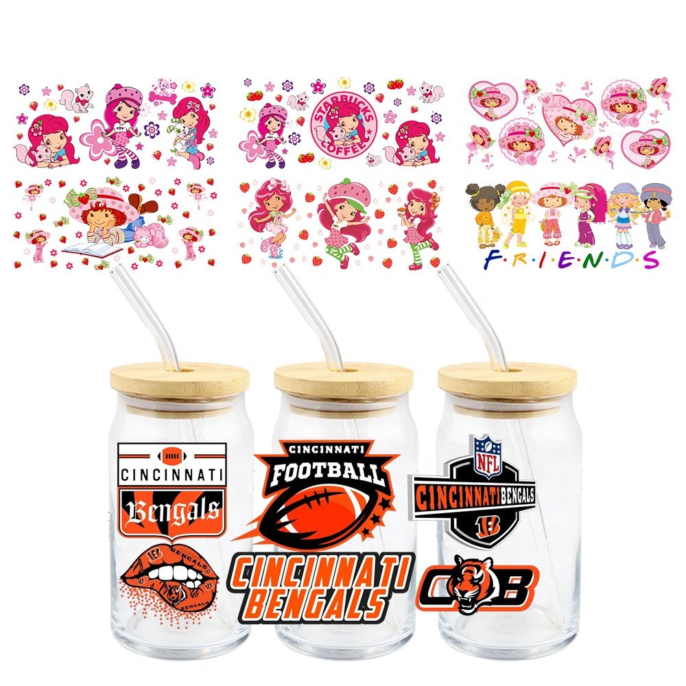 MIYA Cartoon Character Popular Dog Popular Cartoon Custom UV DTF Cup Wrap Transfer Sticker for 16oz 20oz 24oz 32oz 40oz Cups