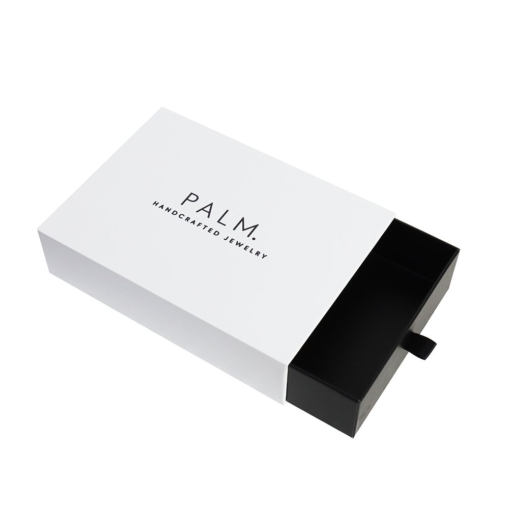 Custom Print Logo White Rigid Paper Cardboard Jewelry Watch Packaging Drawer Sliding Gift Box