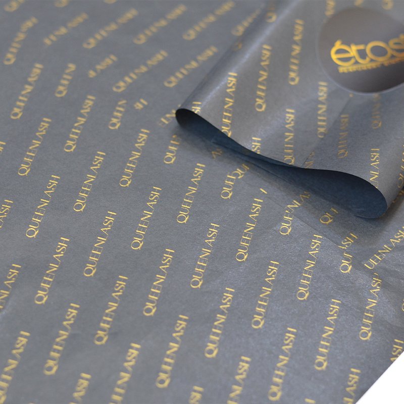 luxury custom black tissue paper with golden logo with sticker personalized gift cosmetic packing wrapping tissue paper