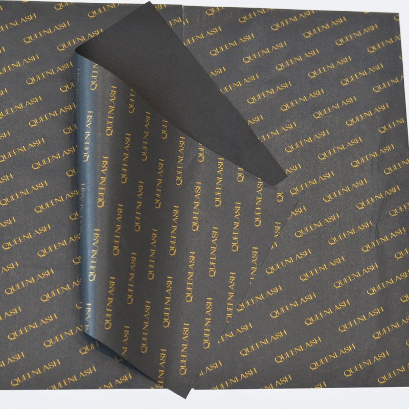 luxury custom black tissue paper with golden logo with sticker personalized gift cosmetic packing wrapping tissue paper