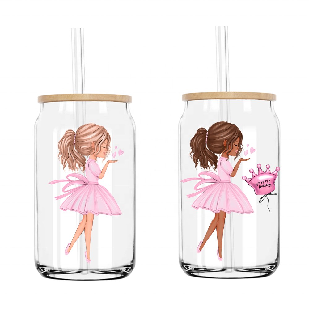 Dance Girl Birthday Gift UV DTF Transfers Stickers Decals For Libbey Cold Cups Mugs Tumbler Waterproof DIY Craft Plate Trays